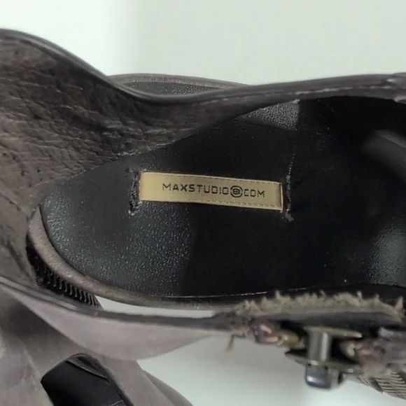 Max Studio Leather Ankle Heels Size 9.5 - Picture 10 of 11